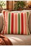 Cherry Amour Premium Fringed 4-Piece Throw Pillow Cover Set |   Red Cherry, Retro Stripes and Gingham Pattern |   Colorful Stylish Living Room Decor - 5