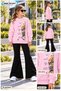 Winter, Spring, and Autumn Girls' Black Spanish Flared Bottoms and Pink Sweat Top - 2