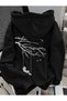 Unisex Women/Men Salincak Special Printed Colorful Oversized Hooded Cotton Sweatshirt