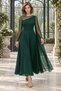 Timeless Elegance! Women's Tulle Detailed Asymmetrical Collar Long Sleeve A-Line Flared Evening Dress - 3