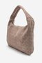 Velora Women's Knitted Patterned Shoulder Bag Real Suede Leather Mink - 2