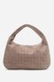 Velora Women's Knitted Patterned Shoulder Bag Real Suede Leather Mink