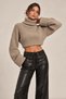 Turtleneck Wide Sleeve Ribbed Knit Sweater - 2