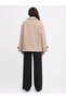 Women's Oversize Beige Color Short Cashmere Coat with Button Detail - 3