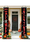 Porch Banner Trick or Treat Porch Signs Hanging Banner Welcome Signs Couplets Porch Flag for Gate Garden Front Door Home Outdoor Yard Party Decor Halloween - 4
