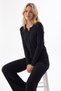 Black Noir Ribbed Front Buttoned Camisole Pajama Set