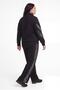 Women's Plus Size Sequin Detailed Half Turtleneck Zippered Black-White Tracksuit Set - 5