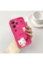 Redmi 12 4g Compatible Pink Red Silicone Kitty Case Shockproof Camera Protection - 3