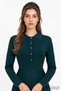 Shirt Collar Flared Regular Midi Knitwear Dress - 4
