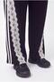 Women's Plus Size Lace Stripe Detailed Hooded Black Tracksuit Set - 4