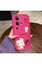 Redmi 15C 4G/5G Compatible Pink Red Silicone Kitty Case Shockproof Camera Protection