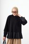Women's Crew Neck Satin Pleated Detailed Sweatshirt Black - 4
