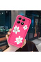 Mi 14t Compatible Pink Red Silicone Flower Pattern Case Shockproof Camera Protection - 3