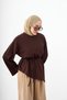 Women's Long Sleeve Asymmetrical Cut T-Shirt Brown - 4