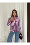 Women's Quilted Lined Digital Printed Striped Jacket - 5