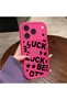 iPhone 17 Pro Max/18 Pro Max Compatible Good Luck Written Star and Letter Pattern Fuchsia Pink Silicone Phone Case Impact Protection
