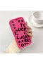 Samsung Galaxy A24 Compatible Good Luck Written Star and Letter Pattern Fuchsia Pink Silicone Phone Case Impact Resistant - 2