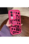 Vivo Y29 4g Compatible Good Luck Written Star and Letter Pattern Fuchsia Pink Silicone Phone Case Shockproof