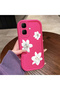 Infinix Smart 10 Compatible Pink Red Silicone Flower Pattern Case Shockproof Camera Protection