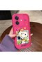 Oppo A3/A3X 4G/5G Compatible Pink Red Silicone Snoopy Pattern Case Shockproof Camera Protection