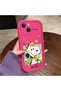 iPhone 15 Compatible Pink Red Silicone Snoopy Pattern Case Shockproof Camera Protection
