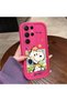 Samsung Galaxy S22 Ultra Compatible Pink Red Silicone Snoopy Pattern Case Shockproof Camera Protection