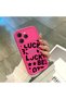 Tecno Spark 40 Compatible Good Luck Written Star and Letter Pattern Fuchsia Pink Silicone Phone Case Impact Protection - 4
