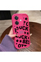 Oppo A3/A3X 4G/5G Compatible Good Luck Written Star and Letter Pattern Fuchsia Pink Silicone Phone Case Impact Protection