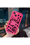 iPhone 14 Compatible Good Luck Written Star and Letter Pattern Fuchsia Pink Silicone Phone Case Impact Resistant - 3