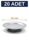 21 cm Footed Lenger Authentic Patterned Chrome Steel Kebab and Presentation Plate