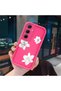Samsung Galaxy A55 Compatible Pink Red Silicone Flower Pattern Case Shockproof Camera Protection - 3
