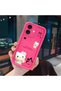 iPhone 16 Compatible Pink Red Silicone Kitty Case Shockproof Camera Protection - 3
