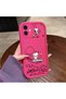 iPhone 11 Compatible Pink Red Silicone Snoopy Pattern Case Shockproof Camera Protection