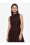 Lightweight Stand Collar Sleeveless Gathered Long Dress - 4