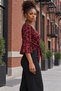 Women's Three Quarter Sleeves V-Neck Leopard Patterned Front Buttoned Waist Tie Belted Micro Blouse Casual Comfortable Stylish Blouse - 3
