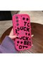 Samsung Galaxy A24 Compatible Good Luck Written Star and Letter Pattern Fuchsia Pink Silicone Phone Case Impact Resistant
