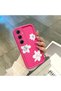 Samsung Galaxy A55 Compatible Pink Red Silicone Flower Pattern Case Shockproof Camera Protection - 4