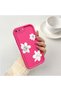 حافظة متوافقة مع هاتف iPhone 7 Plus/8 Plus مصنوعة من السيليكون باللون الوردي والأحمر ونمط الزهور ومضادة للصدمات لحماية الكاميرا - 2