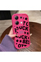Redmi Note 13 4g Compatible Good Luck Written Star and Letter Pattern Fuchsia Pink Silicone Phone Case Impact Protection