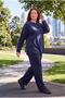 Women's Plus Size Slit and Pocketed Wide Leg Navy Blue Tracksuit Set - 3