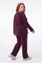 Women's Plus Size Slit and Pocketed Wide Leg Burgundy Tracksuit Set - 6