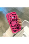 Realme C21Y/C25Y Compatible Good Luck Written Star and Letter Pattern Fuchsia Pink Silicone Phone Case Impact Resistant - 4