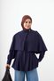 Women's Shirt with Cape and Epaulet Detail, Navy Blue