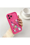 iPhone 15 Pro Compatible Pink Red Silicone Snoopy Pattern Case Shockproof Camera Protection - 3