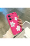 Redmi 15C 5G/4G Compatible Pink Red Silicone Flower Pattern Case Shockproof Camera Protection - 4