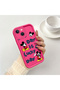 iPhone 15 Compatible Pink Red Silicone Cartoon Pattern Case Shockproof Camera Protection - 3