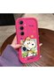 Samsung Galaxy A55 Compatible Pink Red Silicone Snoopy Pattern Case Shockproof Camera Protection