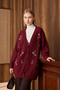44390 - Stylish and Comfortable Felt-Polyester Buttoned Women's Knitwear Long Cardigan with Embroidery Detail - 4