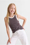 Girl's Striped Ribbed Halter Neck Tank Top - 2