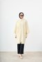 Women's Double Pocket Detail Lapel Buttoned Zippered Long Knitwear Cardigan Cream - 3